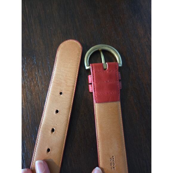 Coach 1.5 inch cowhide leather red belt solid brass buckle made in USA 32\
